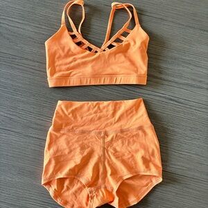 Five the Label Orange Strappy Sports Bra and Shorts Set